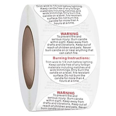 500pcs/roll Round Shape Warning Stickers, Self-adhesive Craft Burning Instructions Label For Warning miniinthebox