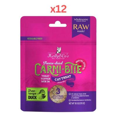 Kelly & Co's Freeze Dried Carni Bite Topper Mix In Duck For Cat Treat -10g (Pack of 12)