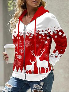 Women's Christmas Snowman Zipper Hoodie Sports Sweatshirt