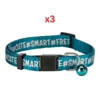 Trixie Nylon Collar With Bell For Cats - Petrol 21X2X6cm (Pack Of 3)