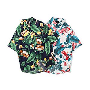 Men's Shirt Other Prints Plants Graphic Tropical Button-Down Print Short Sleeve Casual Tops 100% Cotton Basic Hawaiian Distressed White Black Lightinthebox