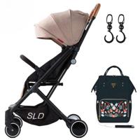 Teknum Travel Lite Stroller - Khaki - Sunveno Diaper Bag With USB - Black Embroidery And Stroller Hooks CM_TKSN_YF001KHDPBE - thumbnail