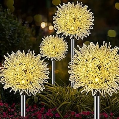 2pcs Outdoor Solar LED Garden Lights Outdoor Waterproof Wooden Stake Lights Dandelion Wire Ball Lights Christmas Yard Lawn Terrace Walkway Backyard Flower Landscape Lighting Decoration Lightinthebox
