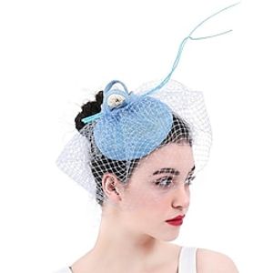 Fascinators Faux Linen Kentucky Derby Church Elegant British With Feather Faux Pearl Headpiece Headwear Lightinthebox