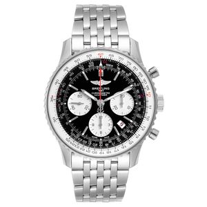 Navitimer 01 Black Dial Steel Mens Watch Ab0121 Box Papers