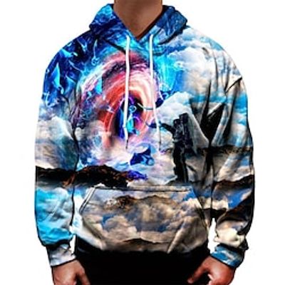 Men's Unisex Pullover Hoodie Sweatshirt Graphic Prints Galaxy Star Print Print Daily Sports 3D Print Designer Casual Hoodies Sweatshirts  Blue Lightinthebox