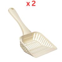 Petmate Litter Scoop With Microban Jumbo, Bleached Linen (Pack of 2)