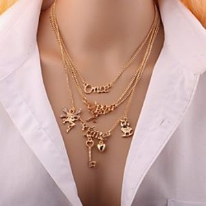 Women's Layered Necklace Owl Letter Angel Modern Alloy Gold 36404245 cm Necklace Jewelry 1pc For Festival Lightinthebox