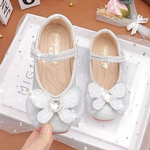 Girls' Flats Daily Dress Shoes Princess Shoes School Shoes Leather Portable Breathability Non-slipping Princess Shoes Little Kids(4-7ys) Toddler(2-4ys) Daily Theme Party Walking Shoes Bowknot Crystal miniinthebox