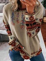 Women's Vintage Aztec Ethnic Western Pattern Sweatshirt - thumbnail
