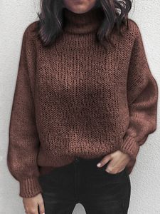 High Collar Plain Long Sleeve Knit Pullover