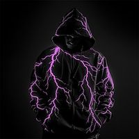 Graphic Prints Lightening Men's Sports 3D Print Zip Hoodie Holiday Vacation Streetwear Hoodies White Blue Hooded Print Pocket Spring   Fall Designer Hoodie Sweatshirt Lightinthebox - thumbnail