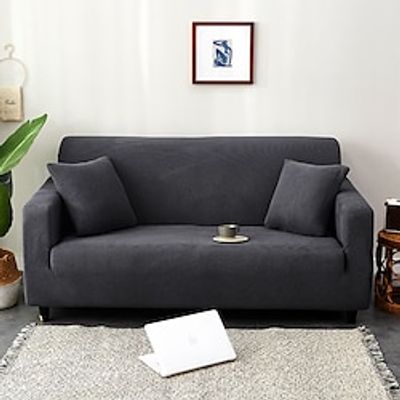 Stretch Sofa Seat Cushion Cover Jacquard Slipcover Elastic Couch Armchair Loveseat 4 or 3 Seater Orange Plain Solid Soft Durable Washable Lightinthebox