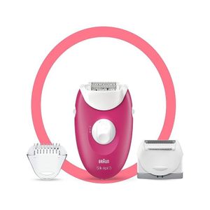 Braun Silk-epil 3 3-273 Epilator | 3 Extras| SE3273GP | Raspberry Pink Color