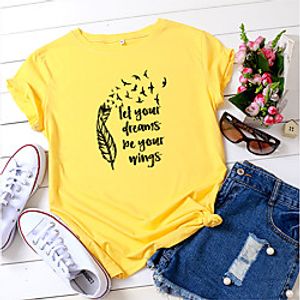 Women's T shirt Letter Print Round Neck Tops 100% Cotton Basic Basic Top White Blue Red Lightinthebox