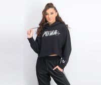 Womens XTG Trail Cropped Hoodie  Black - thumbnail