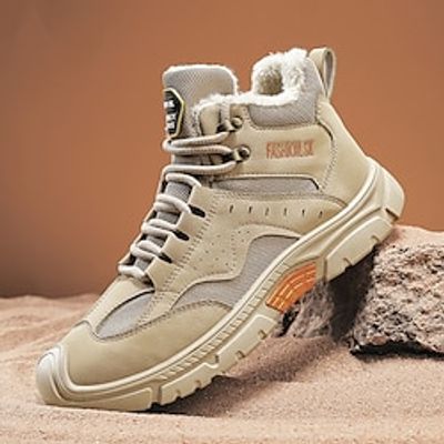 Men's Boots Comfort Shoes Walking Casual Daily PU Comfortable Booties / Ankle Boots Loafer Black Khaki Spring Fall miniinthebox