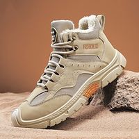 Men's Boots Comfort Shoes Walking Casual Daily PU Comfortable Booties / Ankle Boots Loafer Black Khaki Spring Fall miniinthebox - thumbnail