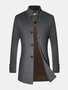 Stand Collar Wool Overcoat