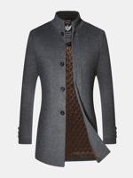 Stand Collar Wool Overcoat - thumbnail