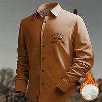 Cow western style Tribal Men's Shirt Fleece Shirt Daily Wear Vacation Going out Fall  Winter Turndown Long Sleeve Red, Blue, Brown S, M, L Fleece Shirt Lightinthebox - thumbnail