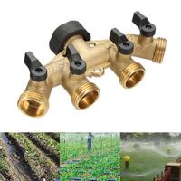 Garden Hose Pipe Splitter Drip Irrigation Water Connector Agricultural 4 Way Tap Connectors Brass - thumbnail