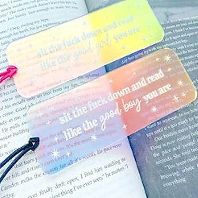 Sit Down And Read Iridescent Bookmark, Funny Acrylic Bookmark for Girls and Boys, Reading Gift for Booklover Funny Bookmarks for Men Book Lovers Funny Gifts for Women Birthday Lightinthebox