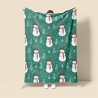 Christmas Snowman Scandinavian Super Soft Blanket,Lightweight Fashion Novelty Flannel Throw Blankets Warm 3D Printed All Seasons Room Decoration Gifts Christmas Decoration For Home Lightinthebox - thumbnail