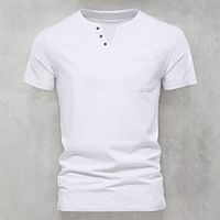 Men's T shirt Tee Tee Tee Top Plain V Neck Street Vacation Short Sleeve Button Clothing Apparel Fashion Designer Basic Lightinthebox