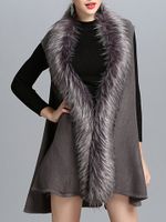 Fashion Faux Fur Patchwork Women Vest Coats