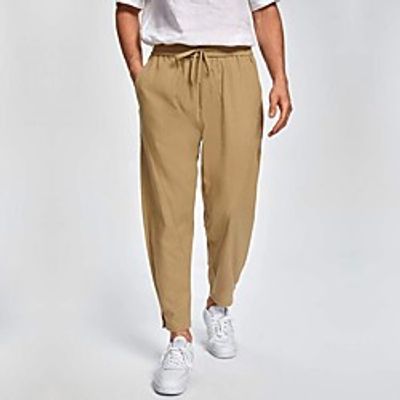 Men's Harlem Pants Soft Harem Pants Loose Casual Daily Pants Solid Color Ankle-Length Elastic Waist Khaki / Drawstring miniinthebox Men's Harlem Pants Soft Harem Pants Loose Casual Daily Pants Solid Color Ankle-Length Elastic Waist Khaki / Drawstring miniinthebox