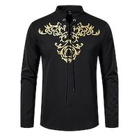 Men's Prom Shirt Disco Shirt Tuxedo Shirts Black White Wine Long Sleeve Print Stand Collar Summer Spring Formal Evening Birthday Party Clothing Apparel Lightinthebox - thumbnail