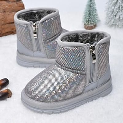Boys Girls' Boots Daily Casual Snow Boots Fluff Lining Microfiber Breathability Non-slipping School Shoes Little Kids(4-7ys) Daily Indoor Outdoor Walking Shoes Outdoor Sequin Light Pink Gray Black Lightinthebox