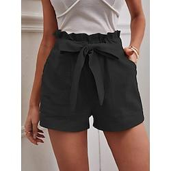 Women's Shorts Cotton Linen Plain Black White Casual Daily Short Going out Weekend Summer Lightinthebox