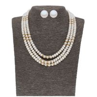 Sri Jagdamba Pearls Falguni 3 Lines oval Pearl Set - JPJUN-20-266