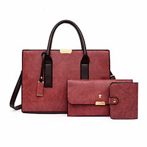 Women's Bags PU Leather Bag Set 3 Pcs Purse Set Zipper Daily Office  Career Bag Sets 2021 Handbags Blushing Pink Gray Black Red Lightinthebox