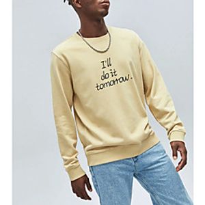 Men's Pullover Sweatshirt Graphic Text Letter Round Neck Basic Hoodies Sweatshirts  Long Sleeve Loose Beige miniinthebox