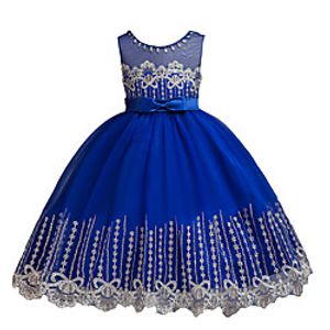 Kids Little Girls' Dress Jacquard Solid Colored Tulle Dress Party Birthday Mesh Lace Trims Sparkle Blue Purple Red Above Knee Short Sleeve Princess Sweet Dresses Fall Winter Slim 3-10 Years Lightinthebox