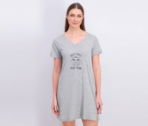 Womens V-Neck Graphic Dress Sleepwear  Heather Gray