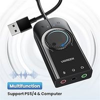 UGREEN Sound Card USB Audio Interface External 3.5mm Microphone Audio Adapter Soundcard for PC Laptop PS4 Headset USB Sound Card Lightinthebox - thumbnail