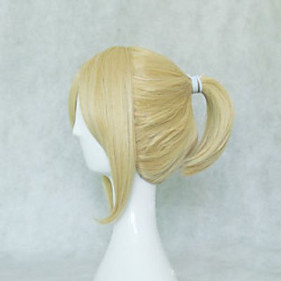 Cosplay Costume Wig Synthetic Wig Cosplay Wig Kagamine Len Vocaloid Straight Cosplay Asymmetrical Short Bob Wig Short Blonde Grey Natural Black Synthetic Hair 12 inch Women's Cosplay Black Blonde miniinthebox