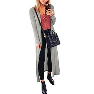 Women's Trench Coat Outdoor with Pockets Solid Color Windproof Fashion Regular Fit Outerwear Long Sleeve Fall khaki S Lightinthebox