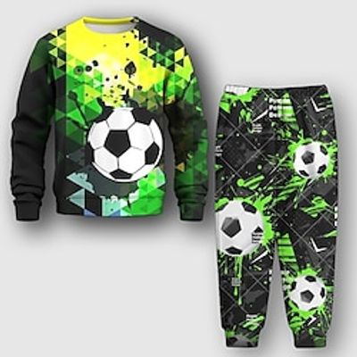Boys 3D Football Sweatshirt  Sweatpants Set Long Sleeve 3D Printing Spring Fall Active Fashion Cool Polyester Kids 3-12 Years Crew Neck Outdoor Street Vacation Regular Fit Lightinthebox