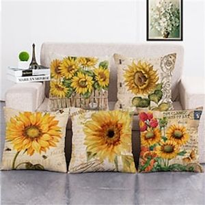Double Side Cushion Cover 1PC Soft Decorative Square  Pillowcase for Sofa bedroom Car Chair Superior Quality Sunflower Outdoor Cushion for Patio Garden Farmhouse Bench Couch miniinthebox