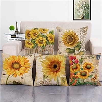 Double Side Cushion Cover 1PC Soft Decorative Square  Pillowcase for Sofa bedroom Car Chair Superior Quality Sunflower Outdoor Cushion for Patio Garden Farmhouse Bench Couch miniinthebox