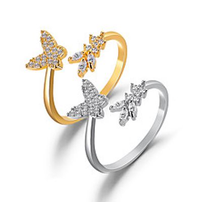 Midi Ring Cubic Zirconia Classic Gold Silver Zircon Alloy Butterfly Personalized Simple Fashion 1 set Adjustable / Women's miniinthebox
