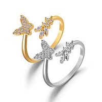 Midi Ring Cubic Zirconia Classic Gold Silver Zircon Alloy Butterfly Personalized Simple Fashion 1 set Adjustable / Women's miniinthebox - thumbnail