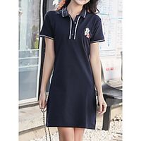 Women's Sports Dress Knee Length Dress White Black Navy Blue Short Sleeve Animal Print Summer Shirt Collar Casual Cotton 2021 M L XL XXL Lightinthebox - thumbnail