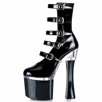 Women's Pole Dancing Shoes Performance Pole Dancing Stilettos Ankle Boots Platform Solid Color Thick Heel Round Toe Zipper Adults' Silver / Black Black / Silver Black / White miniinthebox - thumbnail