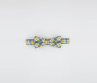 Big Boys Wallace Pre-Tied Check Bow Tie  Yellow/Blue - thumbnail